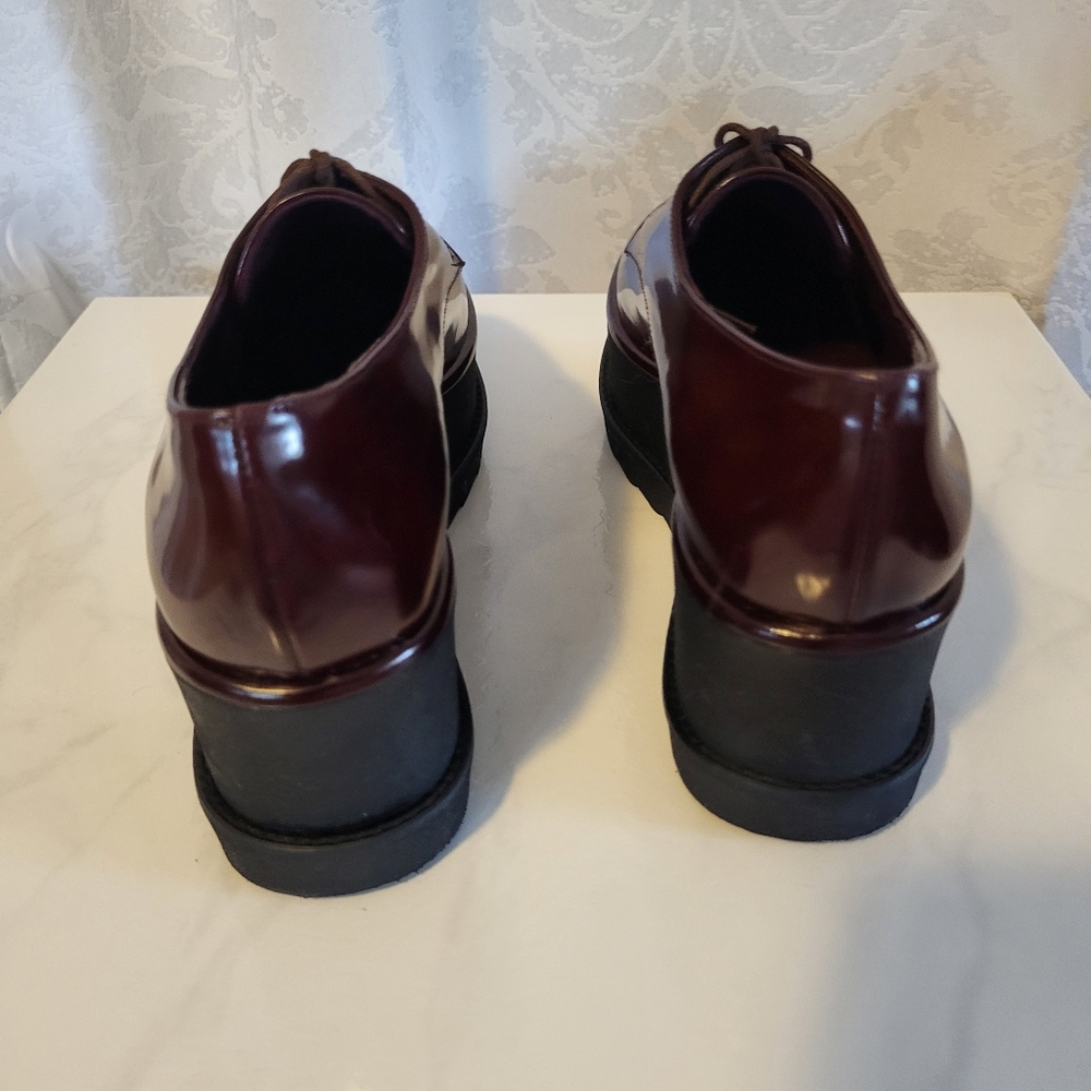 Stuart Weitzman Kent Platform Oxford, Women Shoes Size 9M, Color Burgundy - Picture 3 of 12